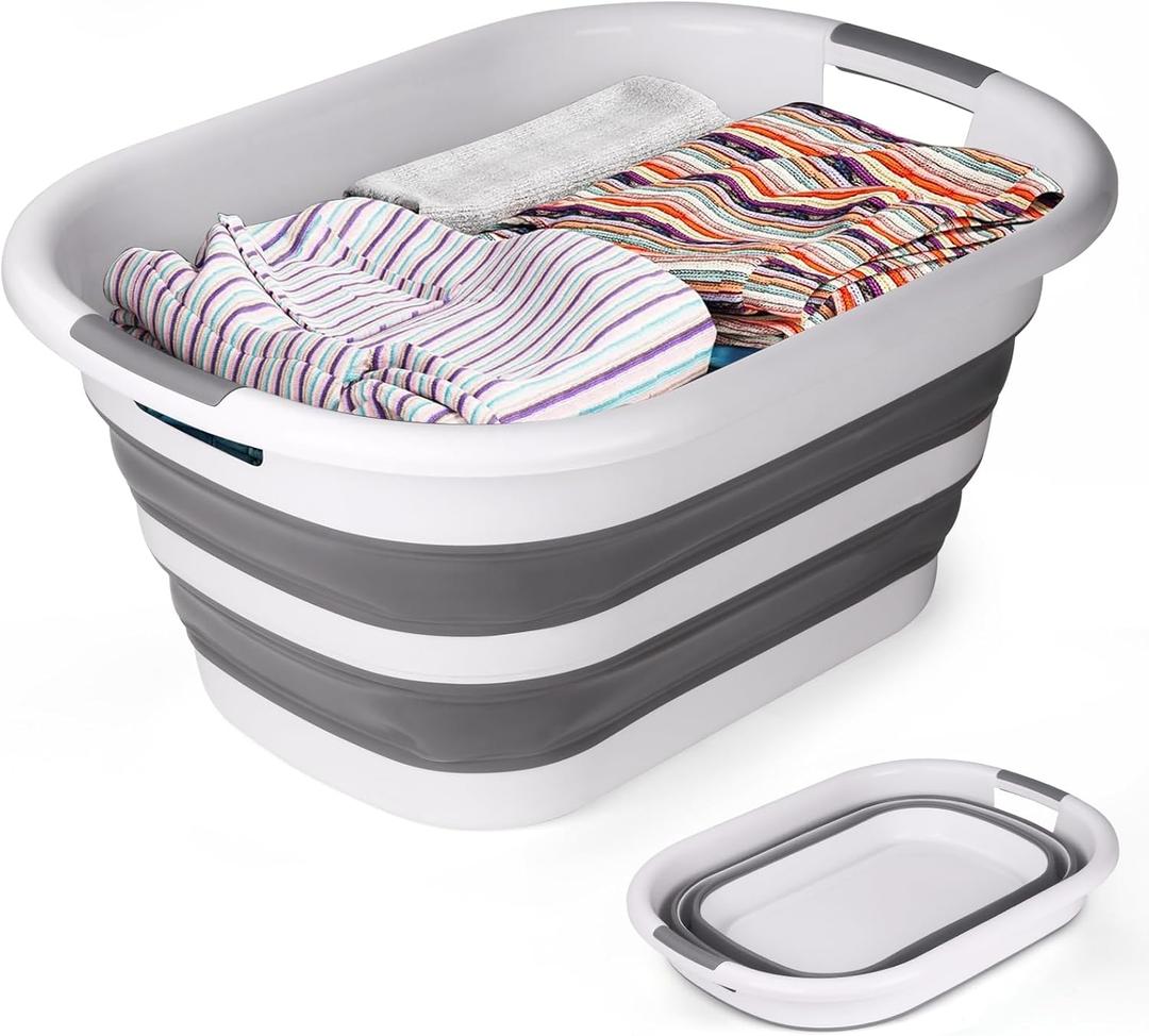 Collapsible Laundry Basket 40L(10.5 Gallon) – Plastic Foldable Pop-Up Clothes Hamper with Handles - Portable Washing Tub & Space Saving Organizer for Dorm, Bedroom & Bathroom