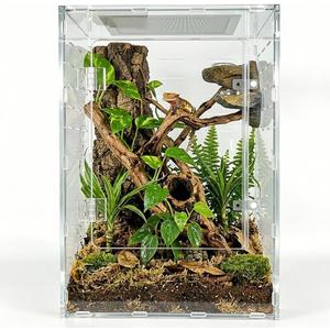 12x12x18 Clear Acrylic Reptile Enclosure, Front Opening, 360° View Tank