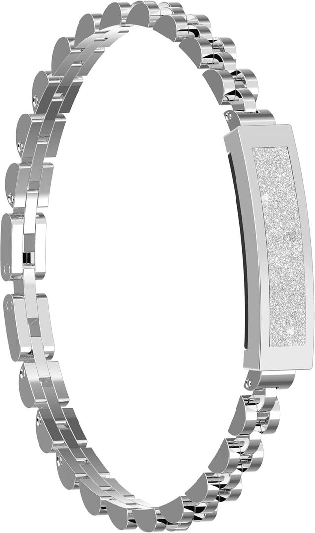 Smart Stylish Bracelet with Heart Rate, Blood Oxygen, Sleep Tracking, IP68 Waterproof, Magnetic Charging (Silver)