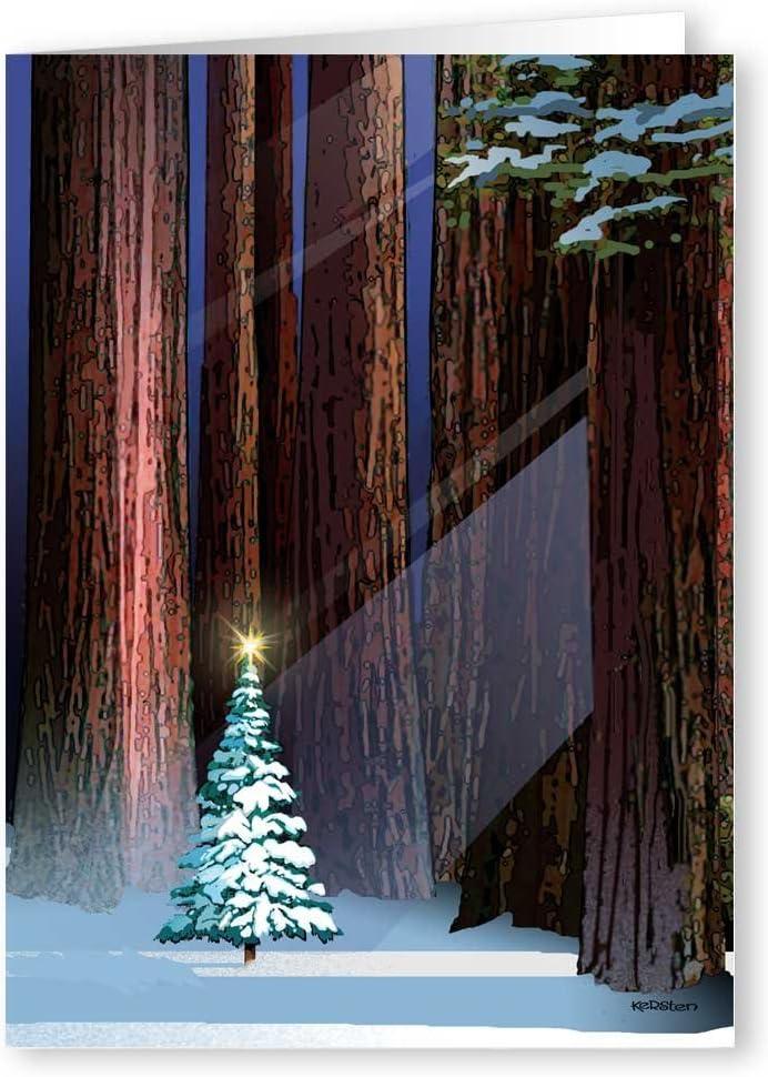 Stonehouse Collection |Christmas Tree in the Forest Holiday Card | 18 Christmas Cards & Envelopes | USA Made- Winter Holiday Forest (Standard)