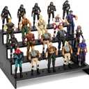 DisplayMore 3.75 inch Action Figure Riser Display Shelf, 4 Tier Stand Base with PEG For 1/ 18 inch Scale Action figure Organizer and Storage, Compatible with 1/ 18 Scale Vintage Star Wars / G.i Joe Figures Toy (Fit For 3.75 inch Vintage SW/ GI JOE-Black)