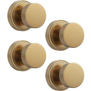 Asidrama 4 Pack Champagne Bronze Passage Door Knobs with Lock, Door Handles with Champagne Bronze Door Knobs Interior for Bedroom or Bathroom, Heavy Duty Door Lever for Left Right Sided Doors, Passage, 4pack, Champagne Bronze