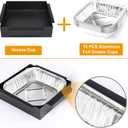 Hisencn Grill Drip Pan for Chargriller 5050 5650, Catch Pan Replacement Porcelain Steel Grease Collection Pan with 15 Pack Aluminum Foil Drip Pan, Grease Tray Liner