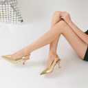 Mostrin Kitten Heels for Women Slingback Pointed Closed Toe Heels Women's Pumps Shoes for Wedding, Party, Commuting