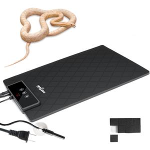 REPTI ZOO Reptile Heat Pad 8 in  12 in, 23W Reptile Heat mat with Adjustable Thermostat for Turtles, Hermit Crabs, Bearded Dragons, Leopard Geckos, Snakes, Lizards