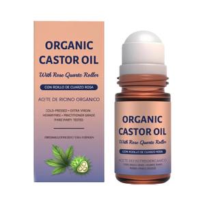Organic Castor Oil, Cold-Pressed Pure Organic Castor Oil Roller Ball for Hair Growth, Eyelashes, Eyebrows & Skin 1pcs