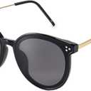 Dollger Classic Round Sunglasses for Women Men Big Black Retro Trendy Shades UV400 Sunnies Frame