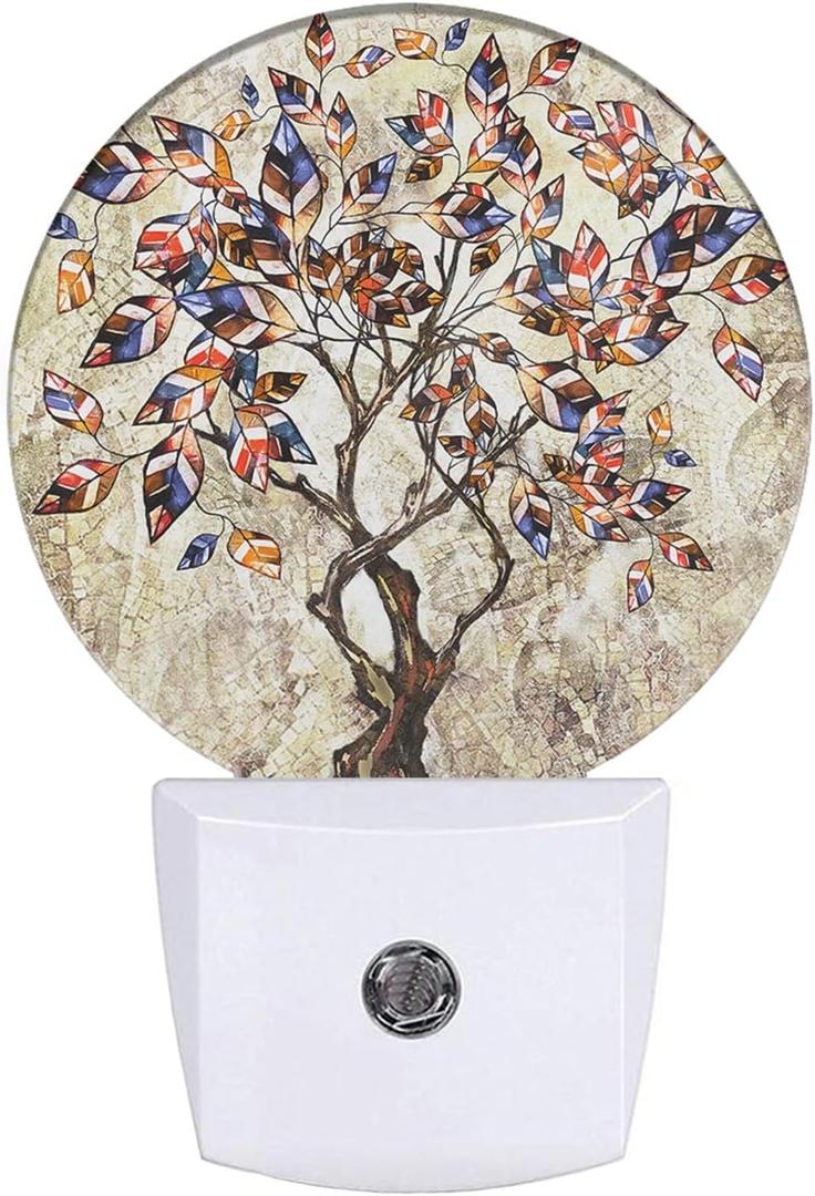 EKOBLA Colored Seasons Tree LED Night Light Tree with Colorful Leaves Dusk to Dawn Night Lamp Auto Sensor for Home Indoor Bathroom Hallway Kitchen (1.14"D x 2.95"W x 4.95"H, Multi-color07)
