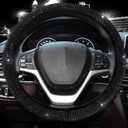Valleycomfy Steering Wheel Cover for Women Men Bling Bling Crystal Diamond Sparkling Car SUV Wheel Protector Universal Fit 15 Inch (Black with Black Diamond, Standard Size(14" 1/2-15" 1/4))