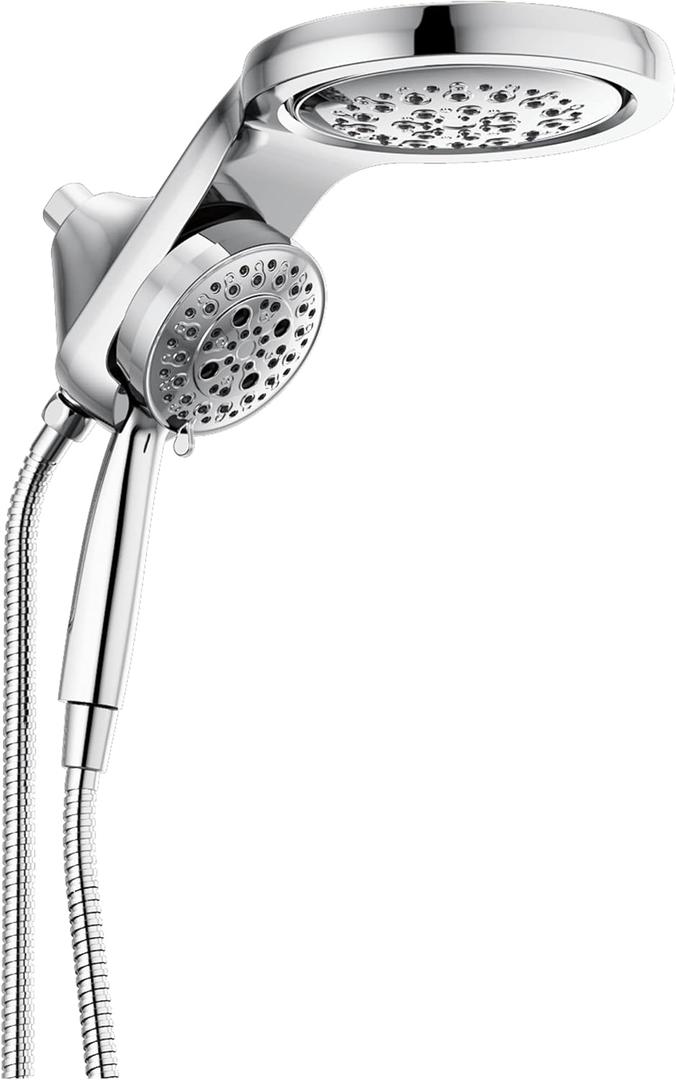 Delta 5-Setting HydroRain 2-in-1 Dual Shower Head, Chrome High Pressure Shower Head with Handheld Spray, 2.5 GPM Flow Rate, Lumicoat Chrome 58680-PR25