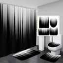 AAtter 4 Piece Black and Grey Shower Curtain Set White Gray Silver Ombre Mens Cool Gothic Trendy 60Wx72L Curtains Decor with Non-Slip Rugs, Toilet Lid Cover and Bath Mat Bathroom Accessories, Modern