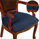 CZL Dining Room Chair Seat Covers Set of 2, Upgraded Zipper Black Chair Covers for Dining Room Stretch Jacquard Dining Chair Slipcover Removable Washable (Navy)
