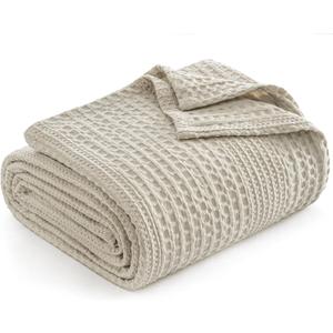 PHF Lightweight Waffle Weave Blanket King Size, Breathable & Ultra Soft, 104"x 90" Soft & Cozy Thin Blanket for All Season & Hot Sleepers, Bed, Home Decor - Light Taupe