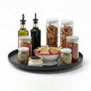 MUNEK 9" Lazy Susan Organizer,Metal Rotating Spice Rack Organization,Lazy Susan for Table Top,Pantry, Bathroom, Vanity, Black (1 Tier)