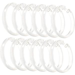 Uonlytech 12pcs Snap Closure Shower Curtain Hooks for Bathroom Rods Lightweight Easy to Install Suitable for All Shower Curtain Rod Transparent Design