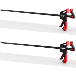 36" Bar Clamps for Woodworking 2-Piece, One-Handed Quick-Change F Clamp/Spreader with 130 LBS Load Limit, Wood Clamps for Gluing, Carpentry, DIY, and Woodworking