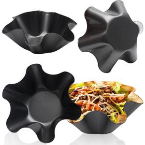 4 Pack Tortilla Pan Set Taco Salad Bowl Maker Molds, Nonstick Large Taco Shell Bowl Tortilla Maker, Carbon Steel Baking Bowls for Home Baking(COLOR:6-Petaled Flower)