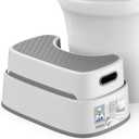 MR.SIGA Toilet Stool Squat Adult, Bathroom Stool Heavy Duty, Anti Slip Toilet Step for Bathroom, Toddler Step Stool for Kids, Off-White & Dark Gray