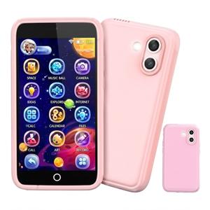 Kids Smart Toy Phone, Dual Camera with Stickers, 3.97" Touchscreen Learning Toy with 210+ Games, 190+ Drawing Activities, 8GB Kids Cell Phone, for Ages 312 (Pink )