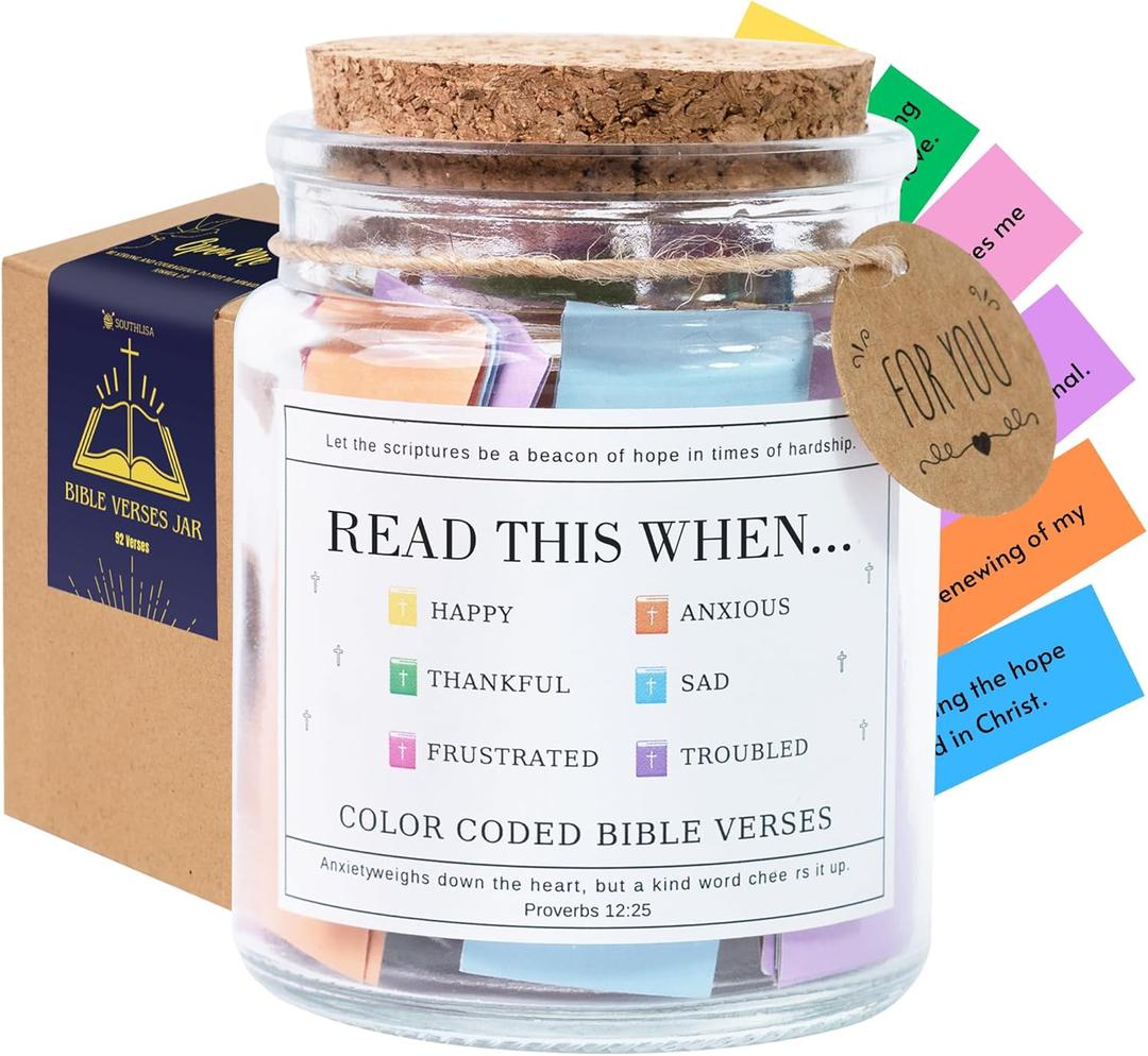 Read This When Bible Verses Jar for Daily Encouragement  Easter Basket Stuffers, Christian, Easter, Birthday Gifts for Women; Teacher Appreciation Gift, Graduations Gifts For Her