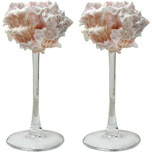 2Pcs Seashell Wine Glasses Wedding Wine Glasses Conch Goblet Martini Cocktail Glass Cup for Birthday Wedding Beach Bridesmaids Anniversary Party(C)