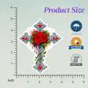 5 x Cross with A Red Rose Sticker 5 inch, Rose Decals for Cars, Waterproof Vinyl Decals for Trucks, Cars, Laptops, Tumblers or Any Smooth Surface