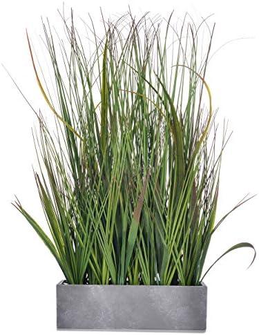 AlphaAcc 20 inch Fake Plants Weather Resistant Evergreen PVC Wheat Grass Plant in Pot Realistic Looking Fake Sea Grass for Home Office Decor Artificial Indoor Plant