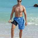 UNICOMIDEA Men Swim Trunks with Compression Liner 9 Inch Long Board Shorts (Blue, XXXL)