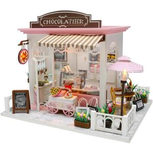 Create Your Dream Tiny Home with Our DIY Miniature House Kit - Wooden Furniture Decoration for Adults, Teens, and Friends! (Chocolate Shop)