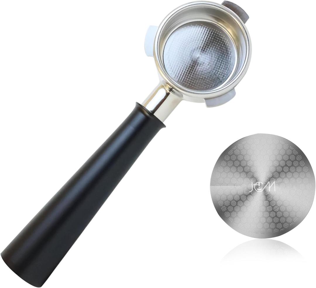 54mm Bottomless Naked Portafilter Compatible with 54mm Breville Espresso Machines (Black Aluminum Alloy)