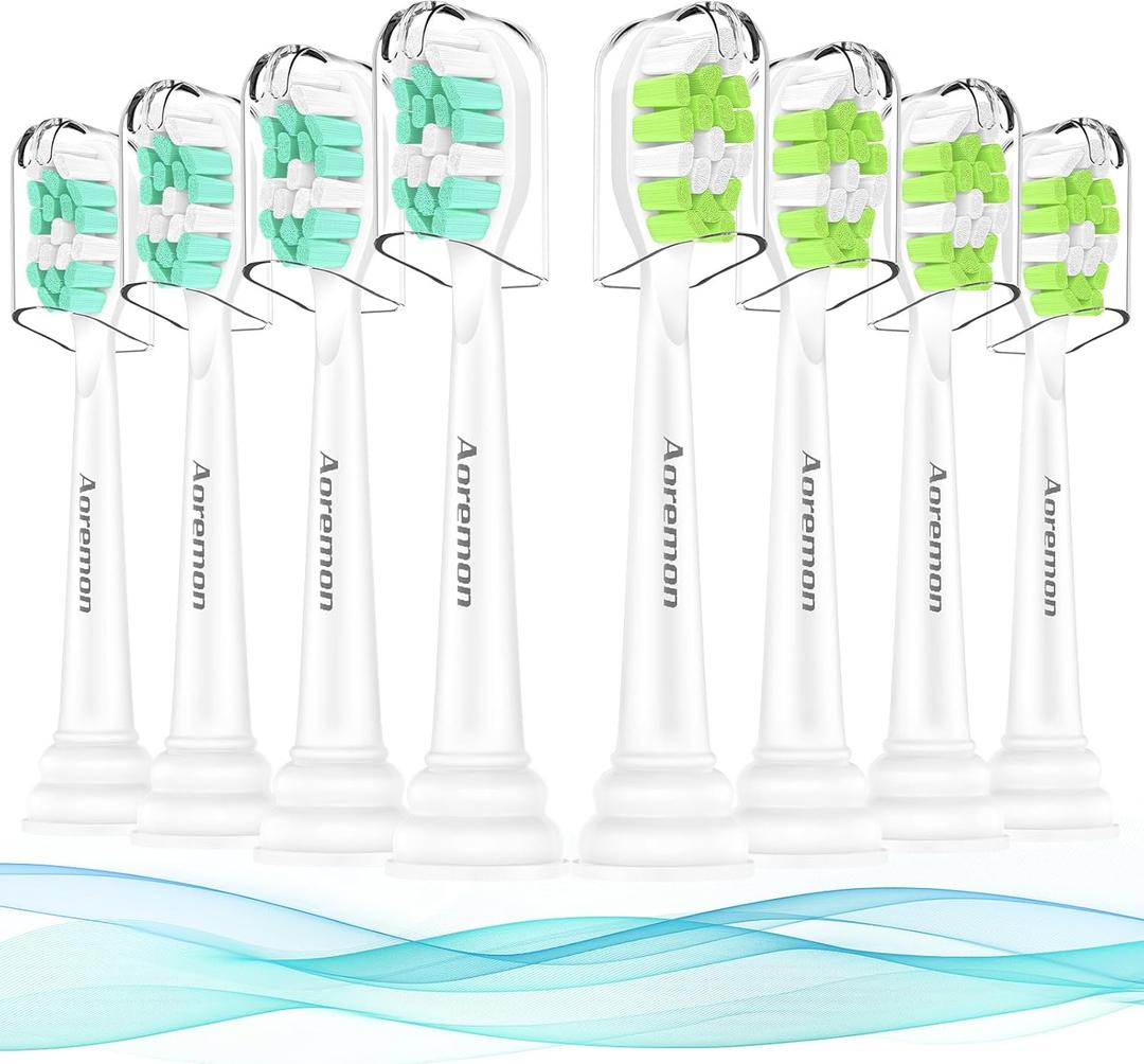 Aoremon Replacement Heads for Philips Sonicare C2 W Electric Toothbrush Heads fit for Phillips Sonicare Diamondclean Protectiveclean 4100 5100 6100 Brush Head for W2 W3, 8 Count White