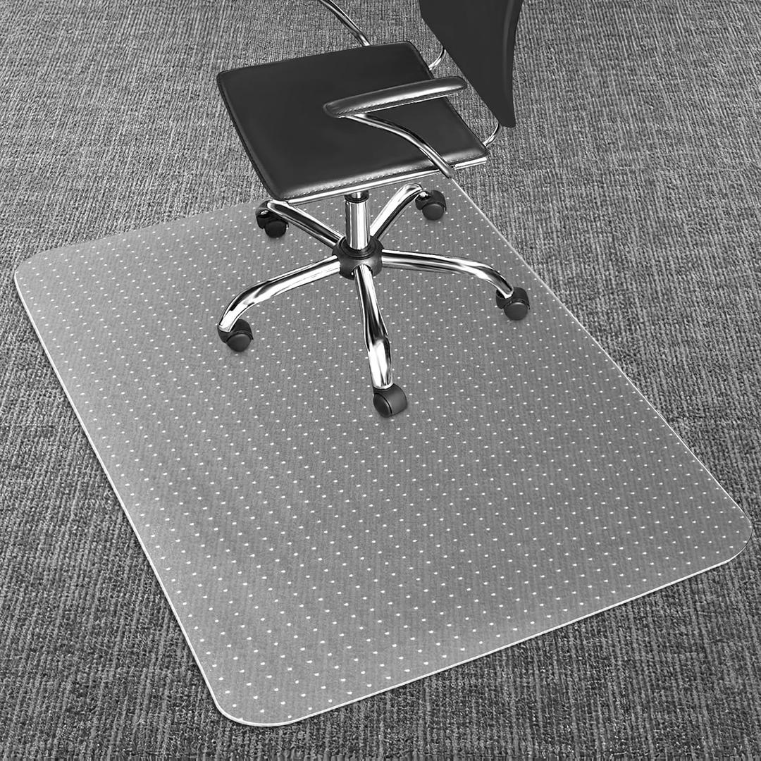 LeapYouth Office Chair Mat for Carpets, Clear Desk Floor Mat for Low, Flat and No Pile Carpeted Floors, Thick and Sturdy Carpet Protector for Desk Chair (48'' X 36'' Rectangle)