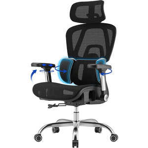 Mesh Office Chair Breathable, Office Chairs, Desk Chair with Adjustable Lumbar Support, Computer Chair, 5D Flip-Up Armrests, 330lbs Capacity, Tilt Lock, 3D Headrest, 27.6" x 27.6" x 48"-51.2"