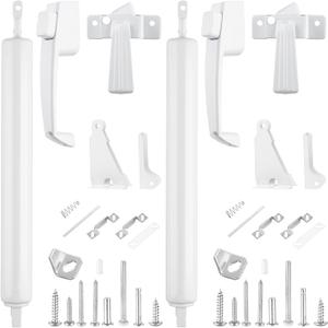Gisafai 2 Sets Storm Door Closer Door Closure Heavy Duty Screen Doors Closer Pneumatic Screen Doors Replacement Parts with Handles, Hold and Close Smooth (White), approx. 1.3 x 10.8 inches