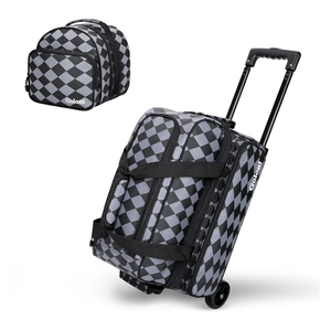 2 Ball Bowling Bag with Wheels + 1 Ball Color Matching Add On Tote,Rolling 3 Ball Bowling Bag with Shoe Compartment