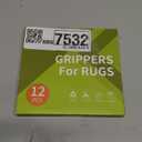 Rabenda 12 Pcs Rug Tape, Non Slip Rug Pads Grippers for Hardwood Floors and Tiles, Reusable Carpet Tape for Area Rugs, Double-Sided Adhesive Rug Stickers Keep Corners Flat (Black)