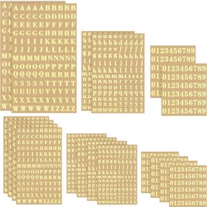Outus 18 Sheets Small Letter Stickers Mini Alphabet Number Stickers Self Adhesive Monogram Letters Decals Scrapbook Lettering Decals for Arts Craft (Gold)