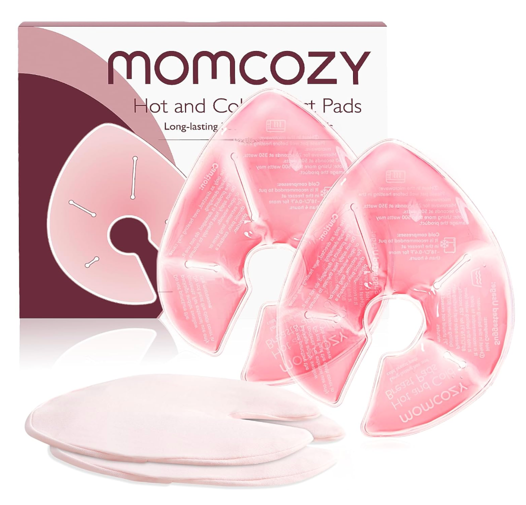 Momcozy Larger Breast Therapy Packs, Hot and Cold Breast Pads with 2 Soft Covers, Breastfeeding Essentials, Postpartum Recovery, 2 Pack, Pink