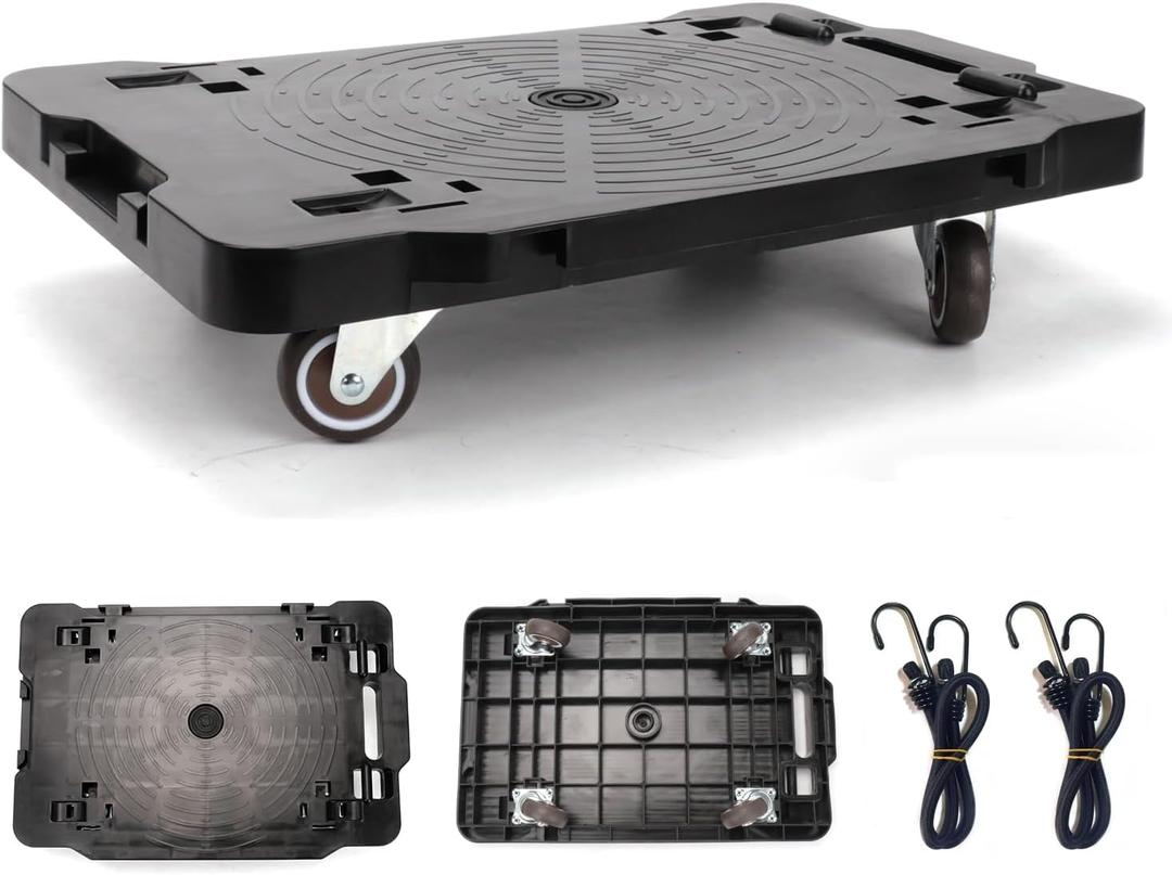 Furniture Moving Dolly with Lock,Portable, Heavy-Duty Rollers, Leg Movers for Furniture, 4-Wheel Small Flat Mover, 440 LBS/200KG Capacity,1-Pack Black Plant Dolly Cart with Brake (Classic)