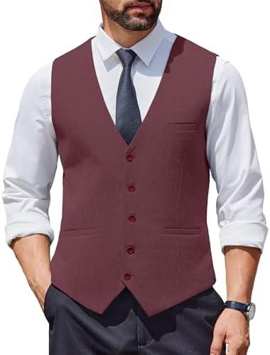COOFANDY Men's Herringbone Tweed Suit Vests Slim Fit Waistcoat Casual Business Dress Vest XL