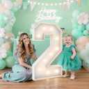 3FT Marquee Light Up Numbers 2,Party Decoration Large Marquee Light Up Letters with Weighted Water Bag,Pre-cut Foam Board Set Can Be Used for Birthdays,Weddings,Baby Anniversaries