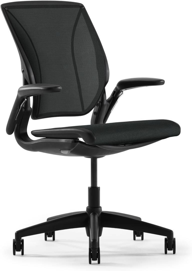 Humanscale World One Black Office Chair, Ergonomic Work Desk Chair with Built in Lumbar Support, Adjustable Computer Office Chair for All Body Types