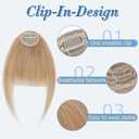 Clip in Bangs Human Hair Wispy Bangs Blonde Bangs Clip On Fake Bang Real Hair Bangs Fringe with Temples Full Bangs Flat Bangs Hairpiece for Daily Wear Women(#27-Dark Blonde)