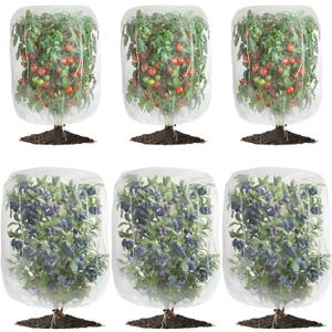 6 Pack Garden Netting for Plants Mesh Fruit Tree Blueberry Pest Barrier Bug Netting with Drawstring 2-Size Insect Bird Netting for Tomato Vegetable Net