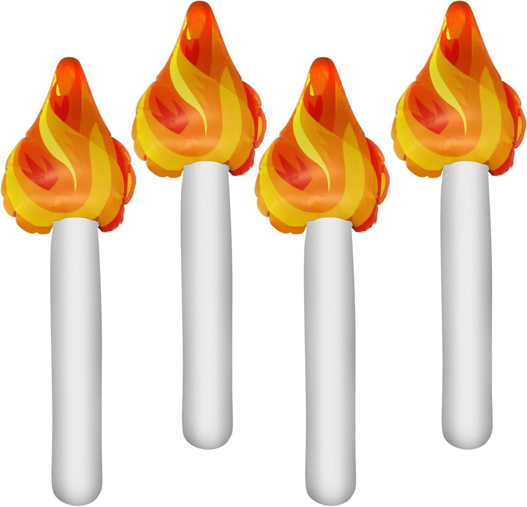 4Pcs Inflatable Torch Prop Halloween Decorations, 16In Fun Torch Inflates Decorations for Competitions Games, Fake Torch Prop Light Up for Sports Competitions Themed Party Decorations