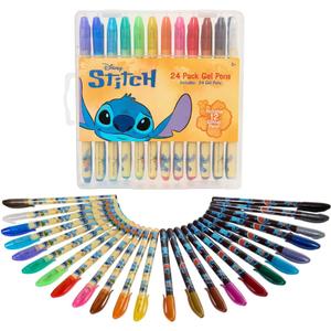 Disney Lilo and Stitch Gel Pen Set for Kids, 24 Pack with Glitter Gel Pens, Cute Pens for Girls and Boy
