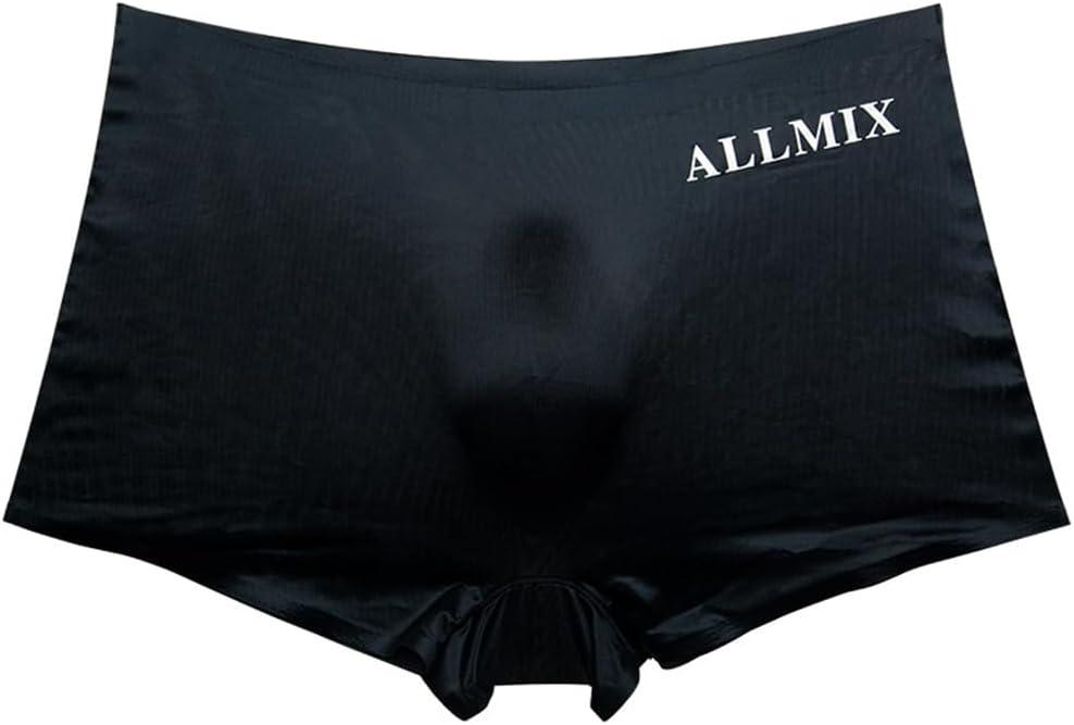 Men's Underwear Boxer Briefs Soft and Breathable Ice Silk Men's Panties Sexy Underwear Boxer Shorts for Men 1 Pcs (Black)