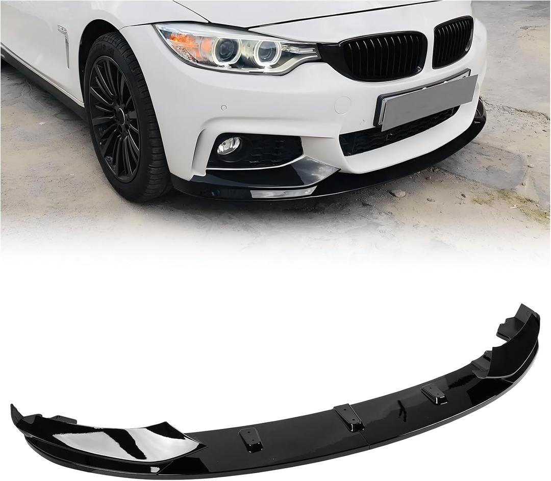 Front Bumper Lip Compatible with 2014-2020 BMW 4 Series 428i/ 430i/ 435i/ 440i/ F32/ F33/ F36/ (M Sport Models), Gloss Black Air Splitter Dam Kit 4Pcs