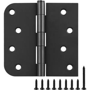 3 Pack Black Door Hinges 4 Inch Interior Hinge Matte Black Door Hinge 4 Inch Square Rounded 5/8" Radius Corner Hinges for Doors Reversible Full Mortise Combination 4 in Door Hardware