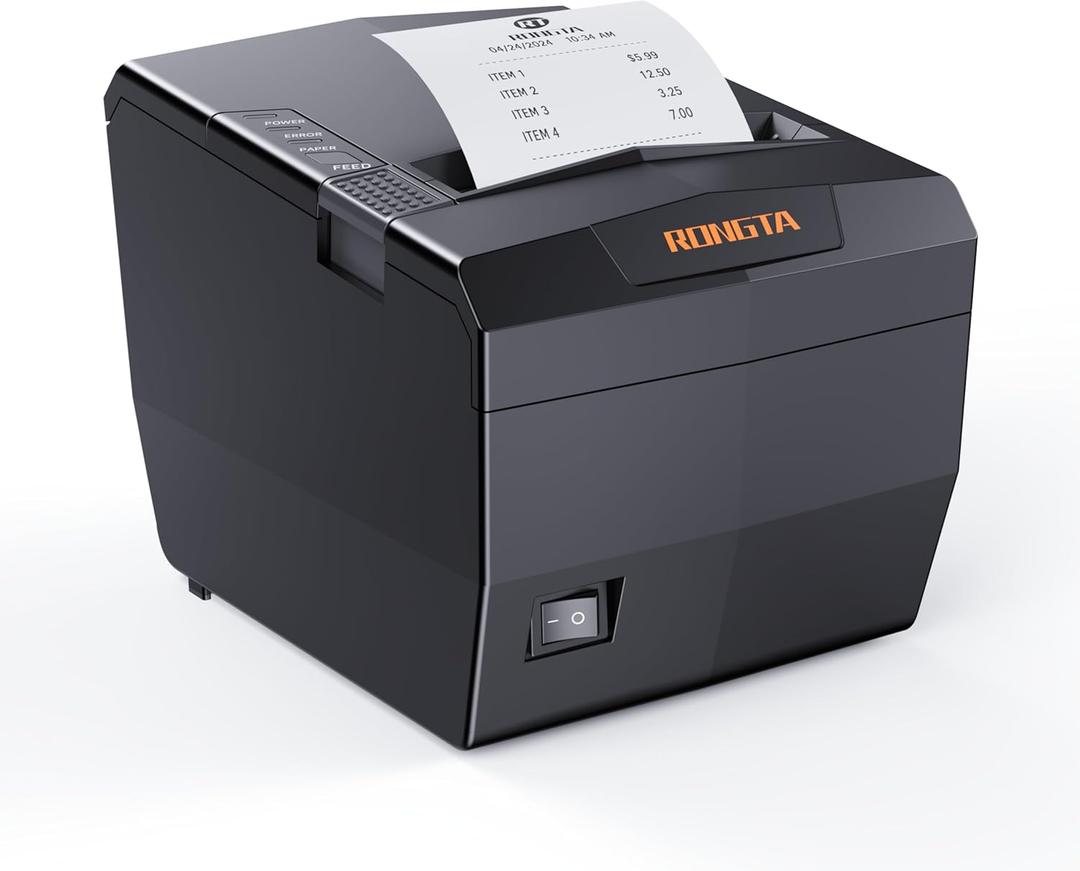 Rongta POS Receipt Printer, 80mm Thermal Printer with USB/Serial/Ethernet and Auto Cutter for Kitchen and Retail Use, Cash Drawer Support for Windows/Mac/Linux (RP327)